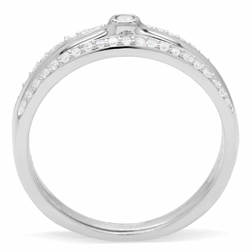 Sterling Silver CZ Bezel Pave Trio Stack Thin Ring view 9