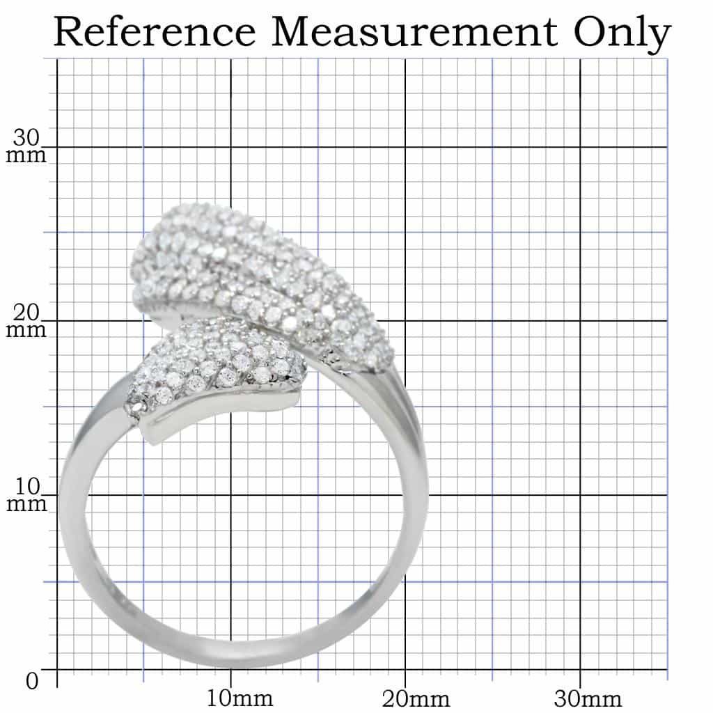 Sterling Silver CZ Pave Crescent Moon Wrap Ring view 7