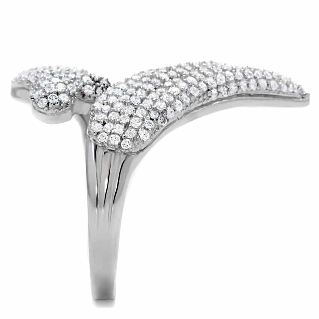 Sterling Silver CZ Pave Crescent Moon Wrap Ring view 10