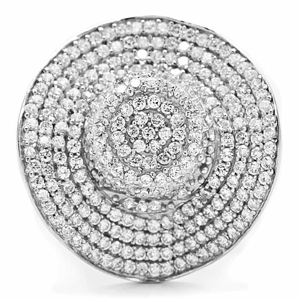 Sterling Silver CZ Pave Teardrop Dome Ring view 8
