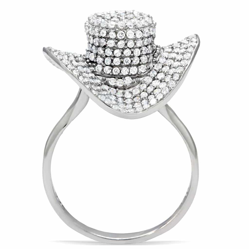 Sterling Silver CZ Pave Teardrop Dome Ring view 9