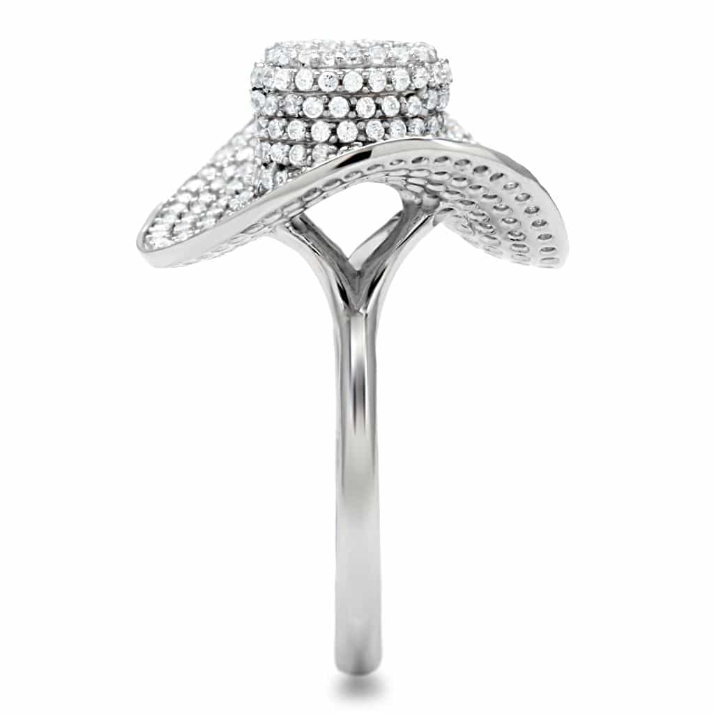 Sterling Silver CZ Pave Teardrop Dome Ring view 10