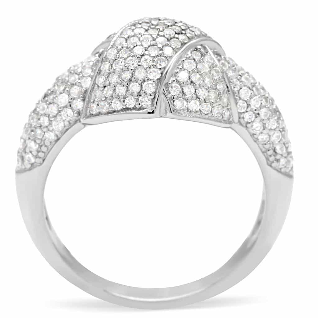 Sterling Silver CZ Pave Crossover Multi Band Wide Ring view 9