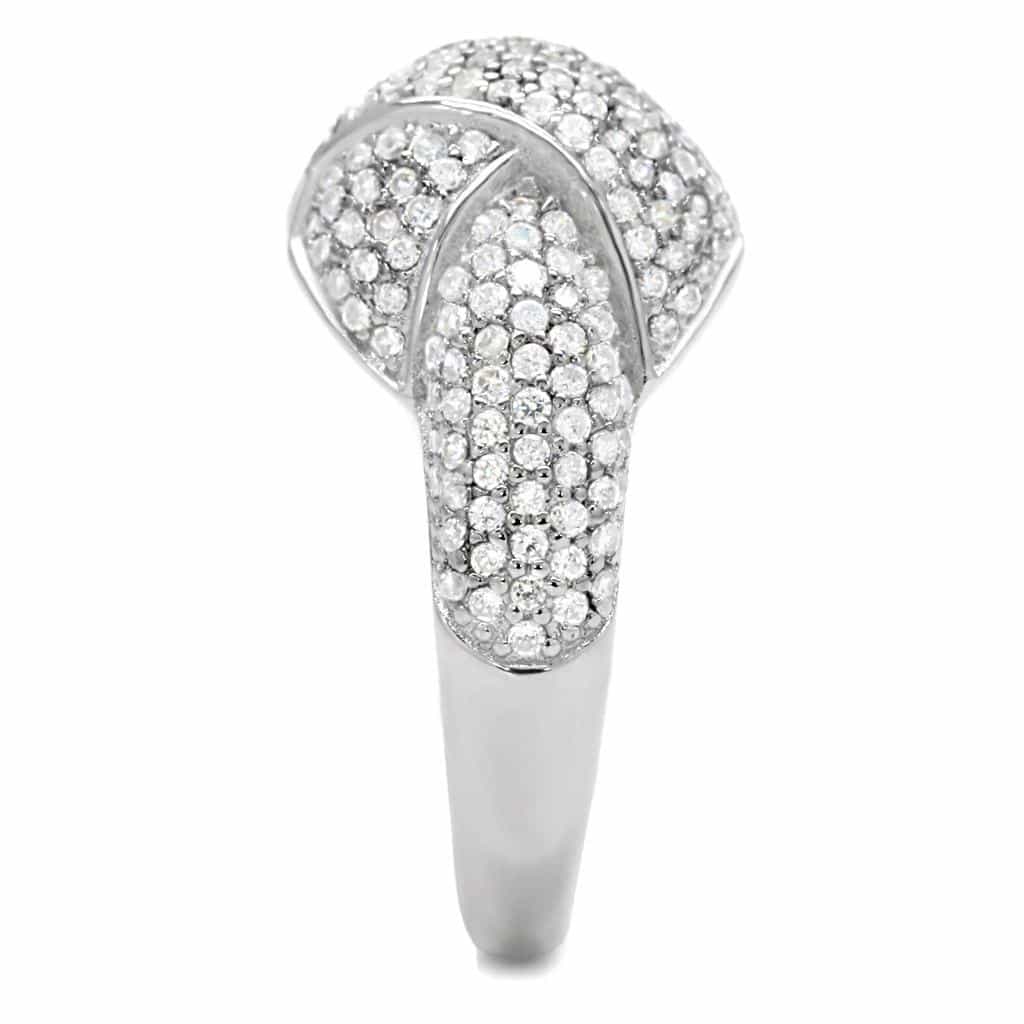 Sterling Silver CZ Pave Crossover Multi Band Wide Ring view 10
