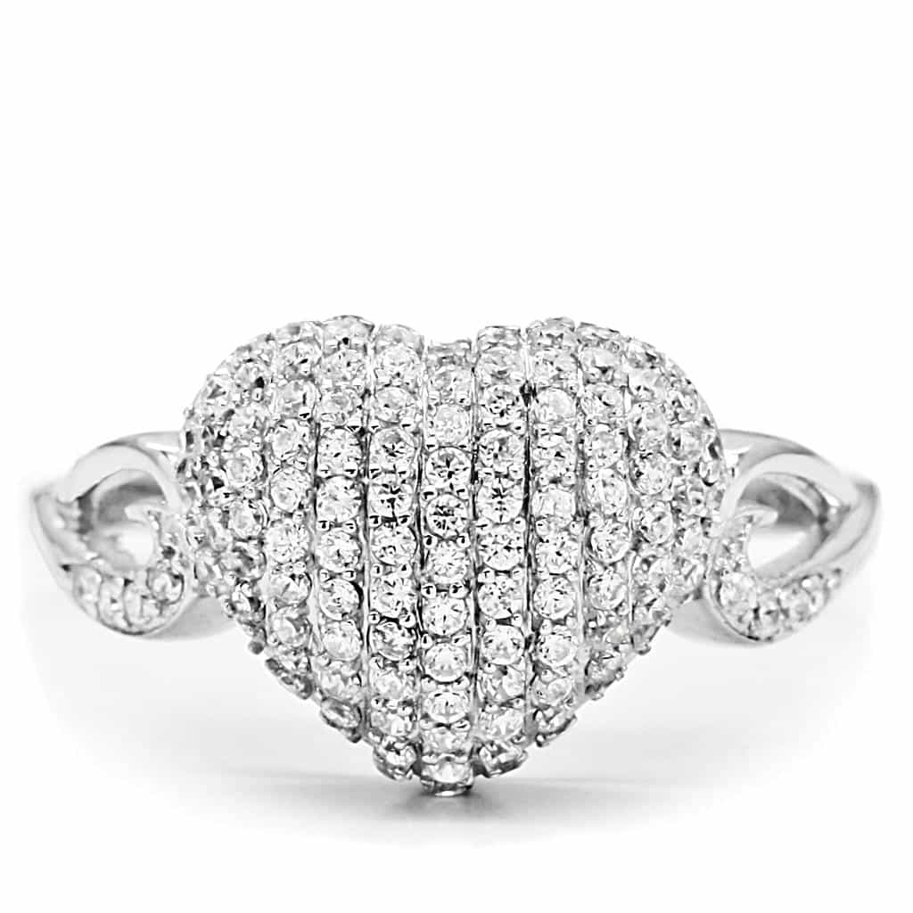 Sterling Silver CZ Pave Heart Ring | The Stainless Jewelry view 8