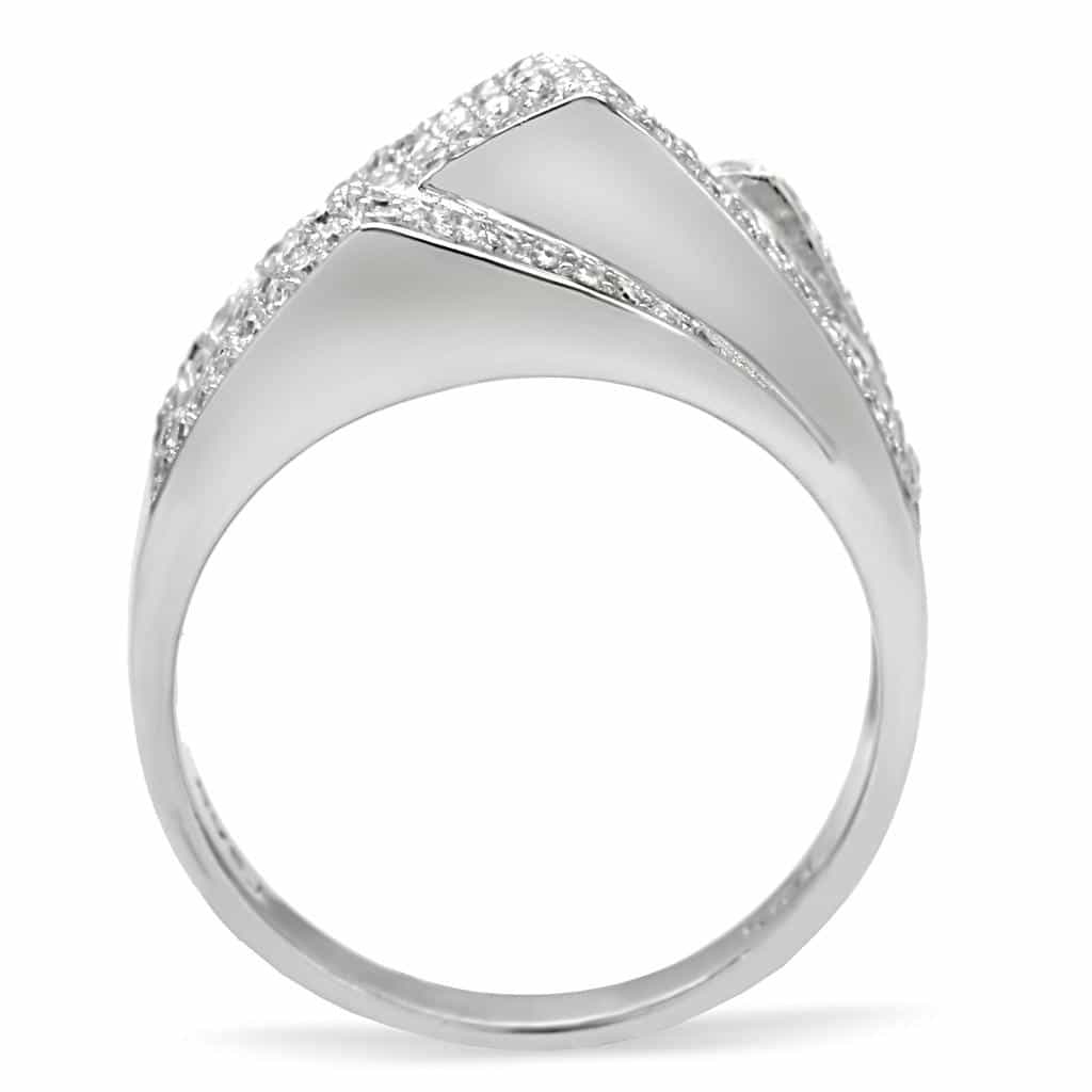 Sterling Silver CZ Pave Wave Wide Band Ring view 9