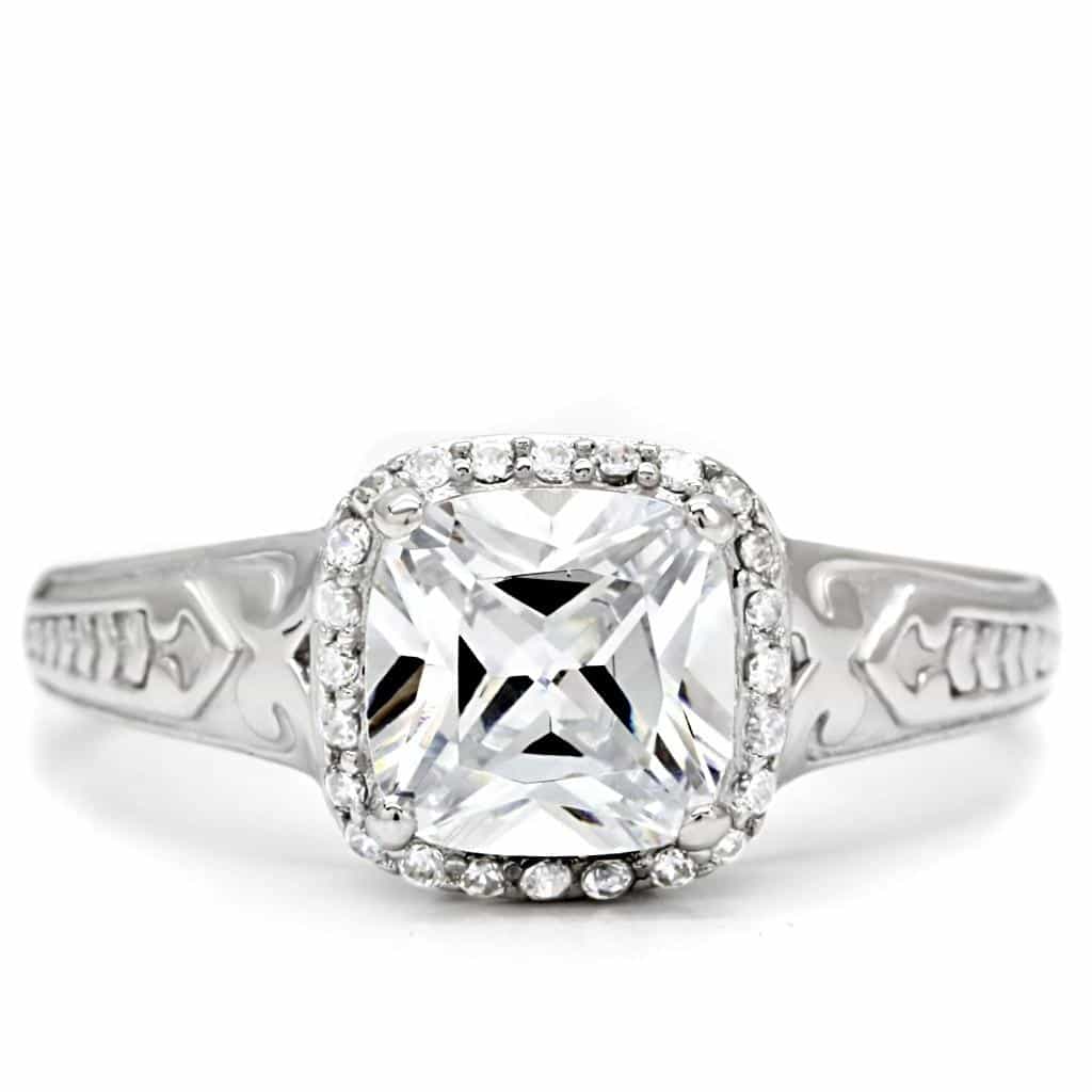 Sterling Silver CZ Princess Halo Pave Ring view 8
