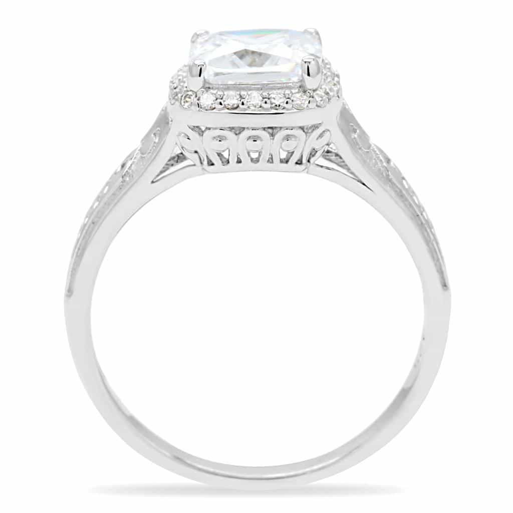 Sterling Silver CZ Princess Halo Pave Ring view 9
