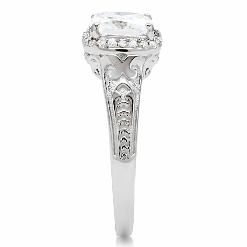 Sterling Silver CZ Princess Halo Pave Ring view 5