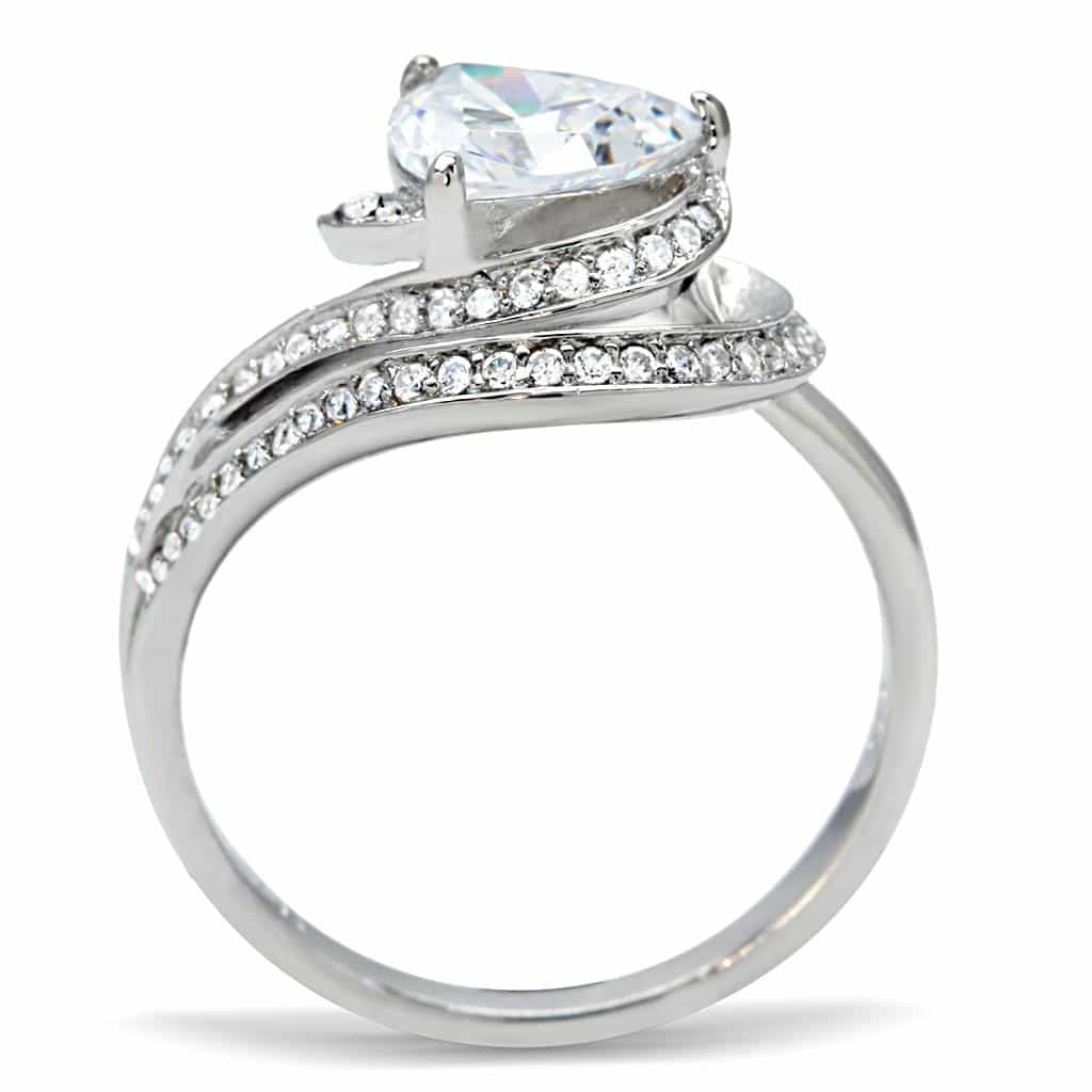 Sterling Silver CZ Trillion Bypass Open Ring view 4