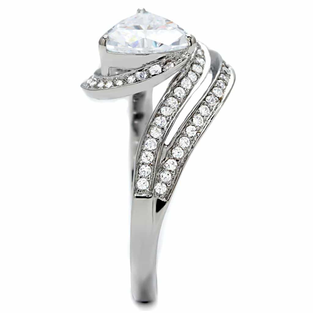 Sterling Silver CZ Trillion Bypass Open Ring view 5