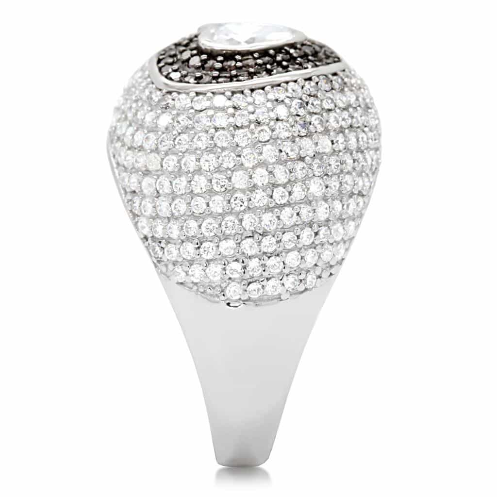 Sterling Silver CZ Heart Chocolate Pave Dome Ring view 10