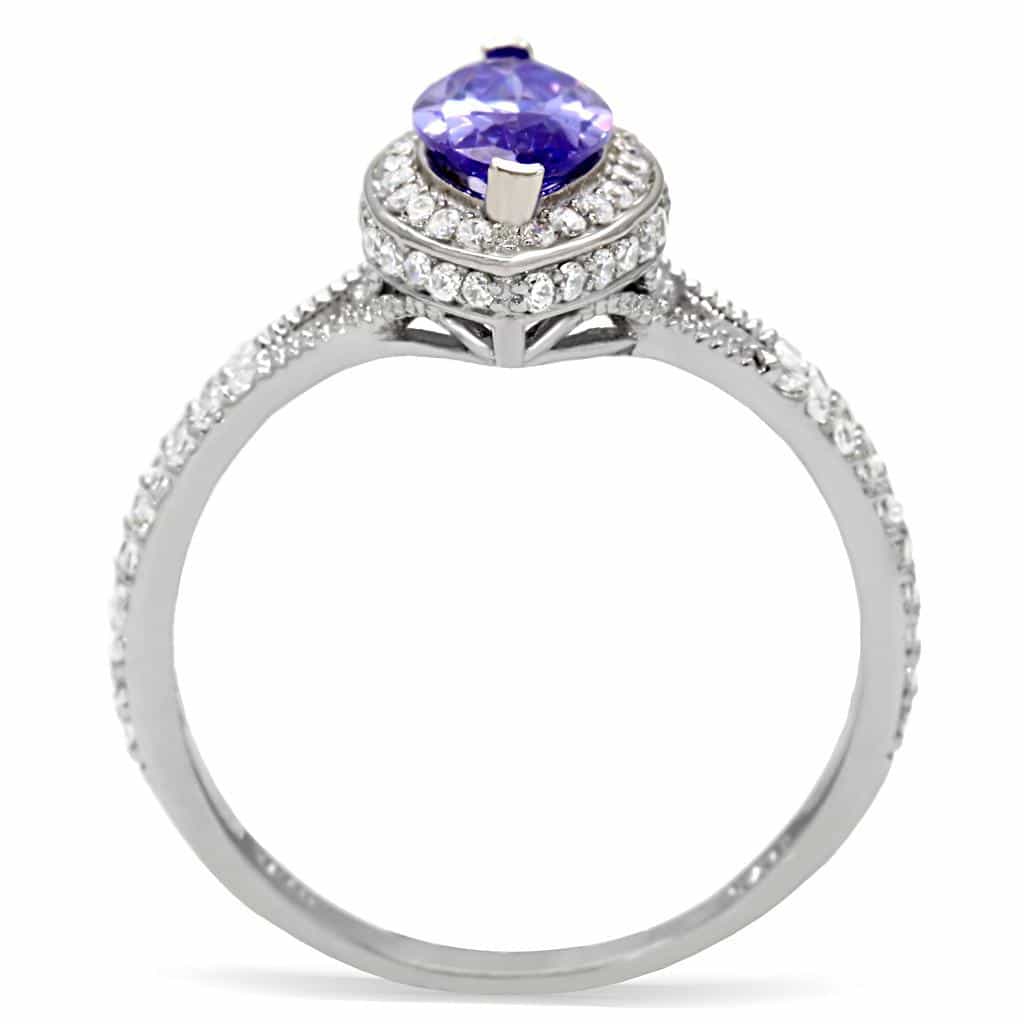 Sterling Silver CZ Marquise Tanzanite Halo Ring view 9