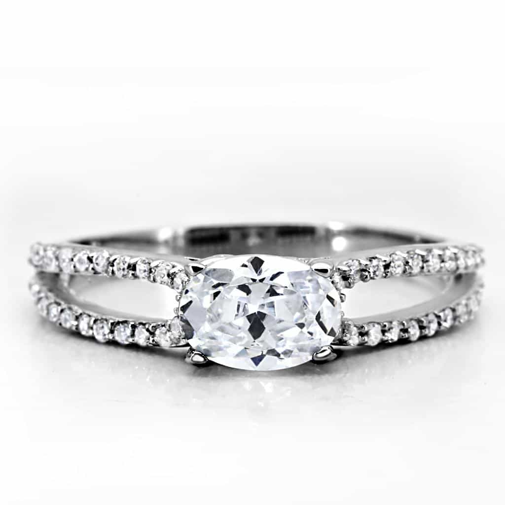 Sterling Silver CZ Round Split Shank Pave Ring view 3