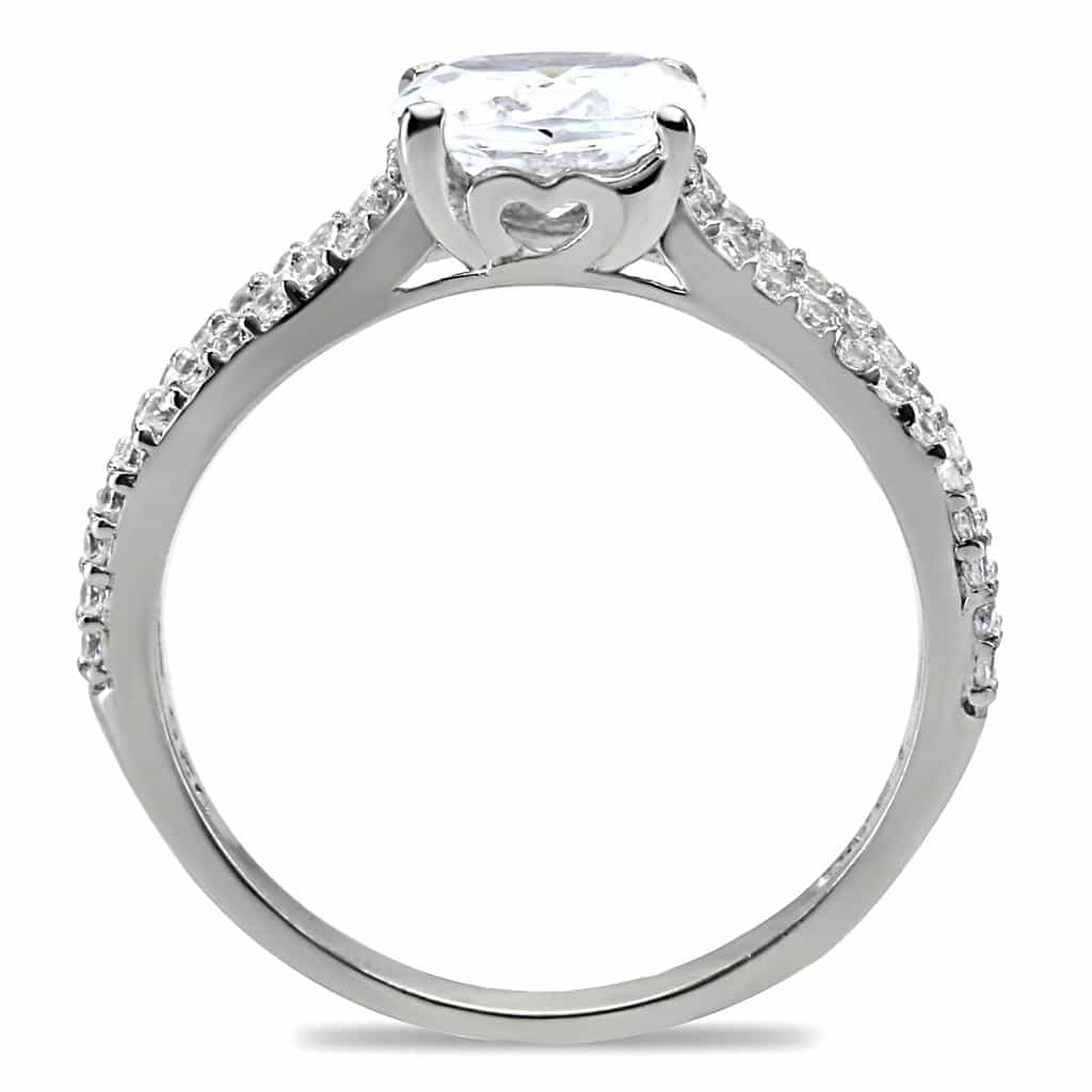Sterling Silver CZ Round Split Shank Pave Ring view 4