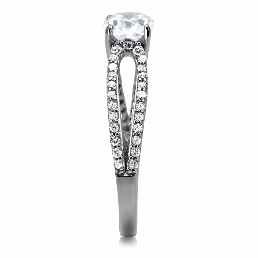 Sterling Silver CZ Round Split Shank Pave Ring view 5