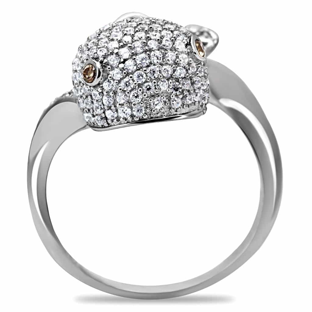 Sterling Silver CZ Pave Dolphin 3D Wrap Ring view 4