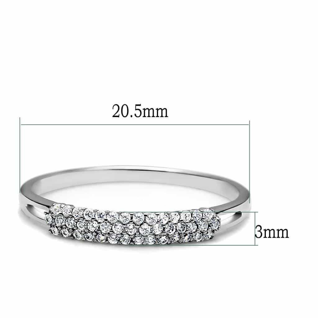 Sterling Silver CZ Pave Half Eternity Thin Band Ring view 2