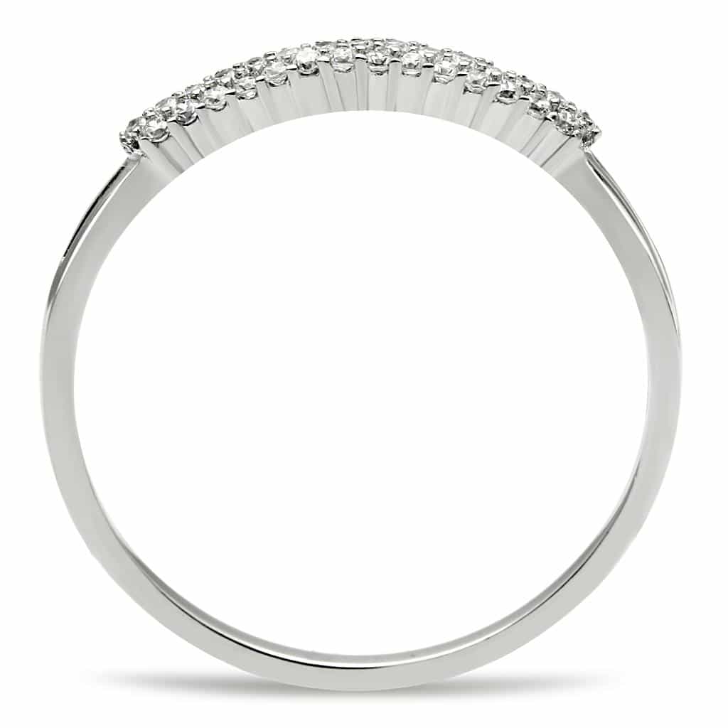 Sterling Silver CZ Pave Half Eternity Thin Band Ring view 7