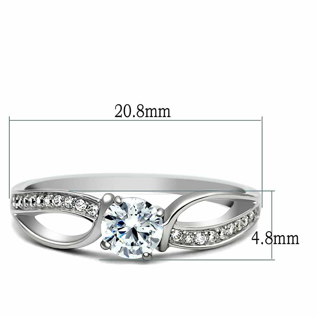Sterling Silver CZ Round Solitaire Split Shank Pave Ring view 6