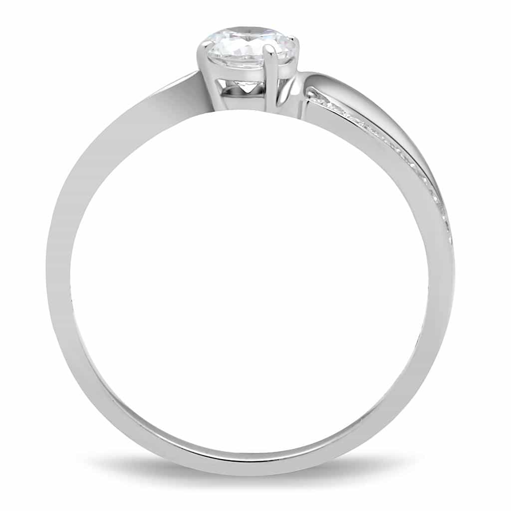 Sterling Silver CZ Round Solitaire Split Shank Pave Ring view 7