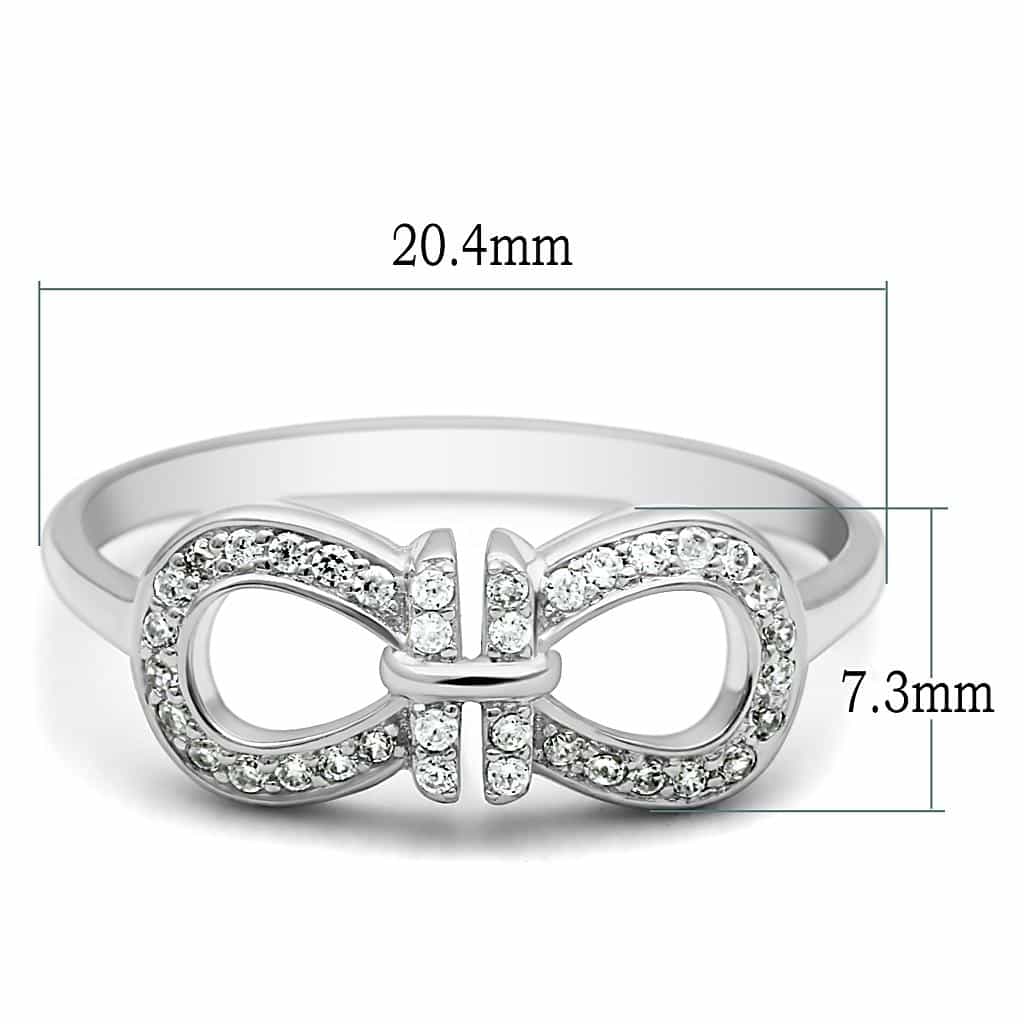 Sterling Silver CZ Pave Bow Ribbon Ring | The Stainless Jewelry view 6