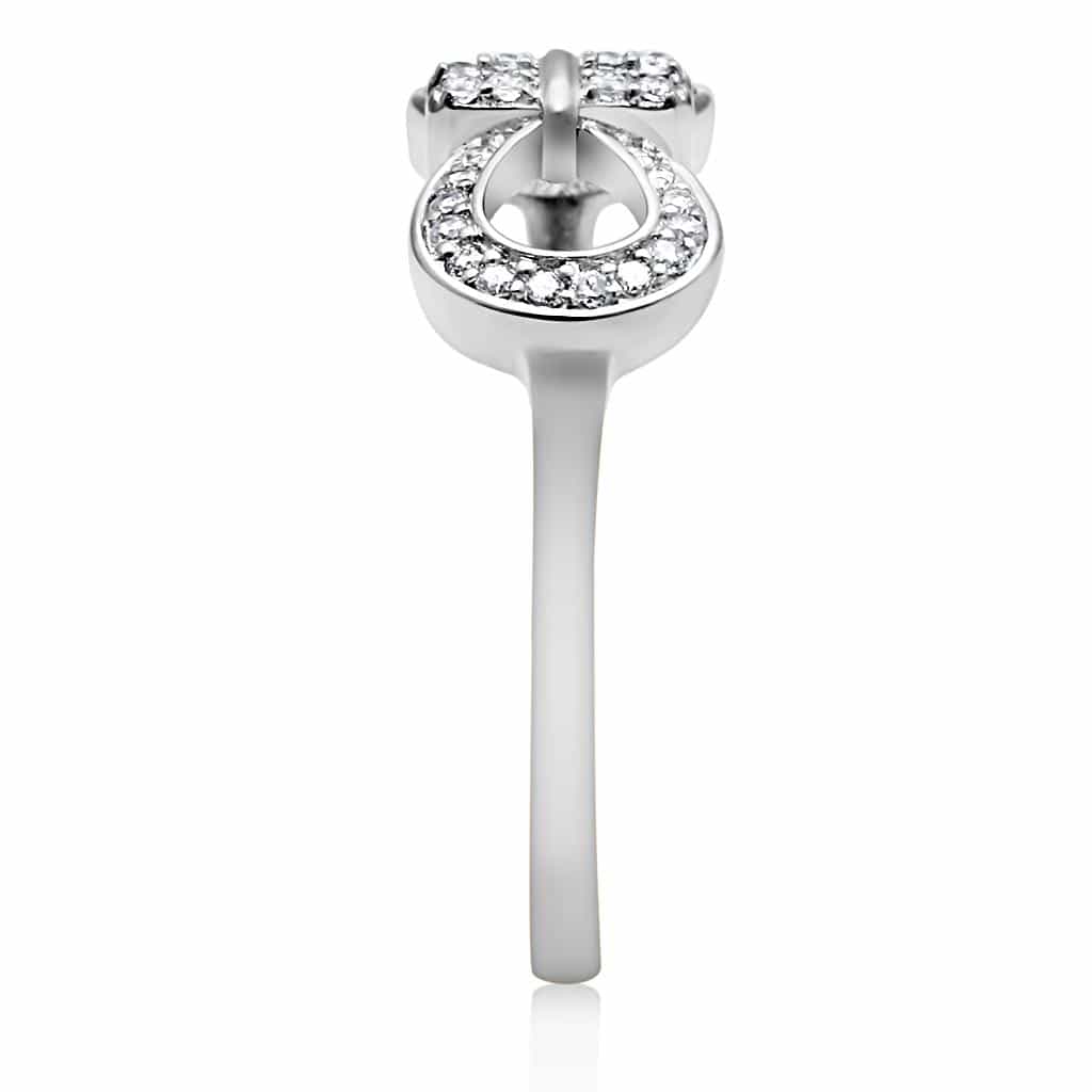 Sterling Silver CZ Pave Bow Ribbon Ring | The Stainless Jewelry view 8