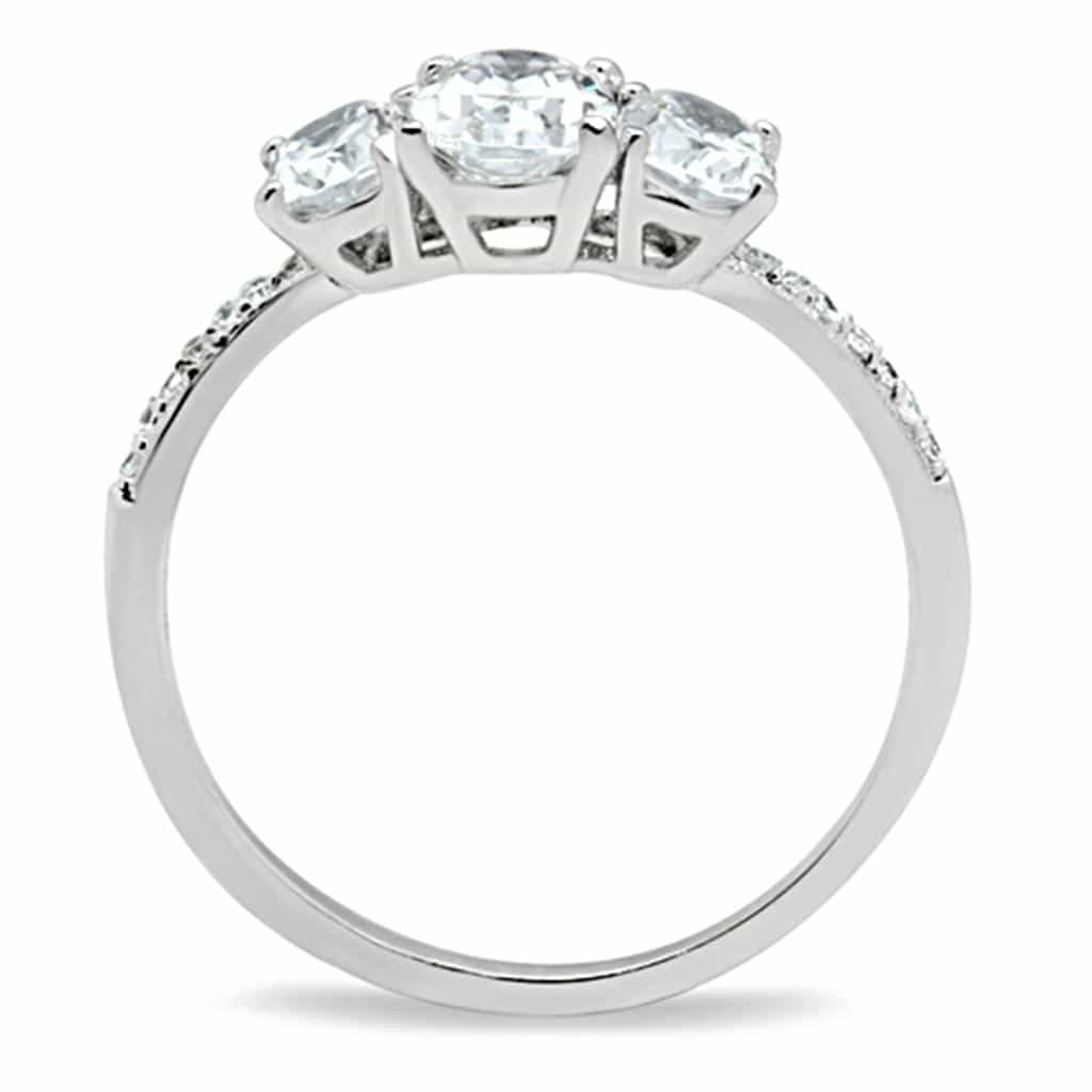 Sterling Silver CZ Triple Round Past Present Future Ring view 3