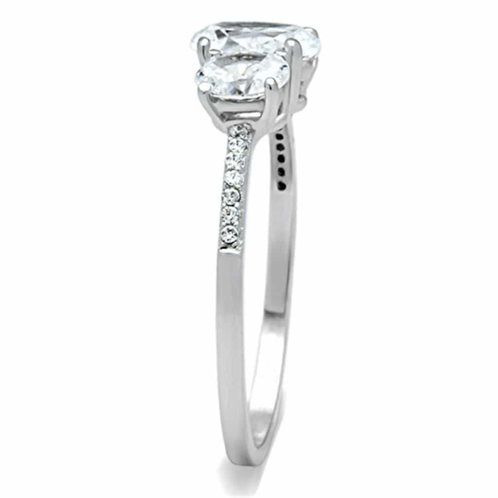 Sterling Silver CZ Triple Round Past Present Future Ring view 4