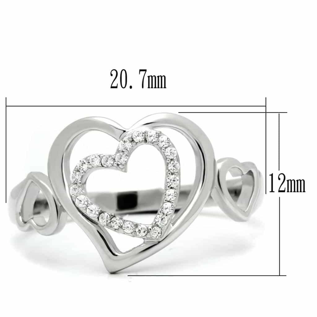 Sterling Silver CZ Triple Open Heart Ring | The Stainless Jewelry view 2