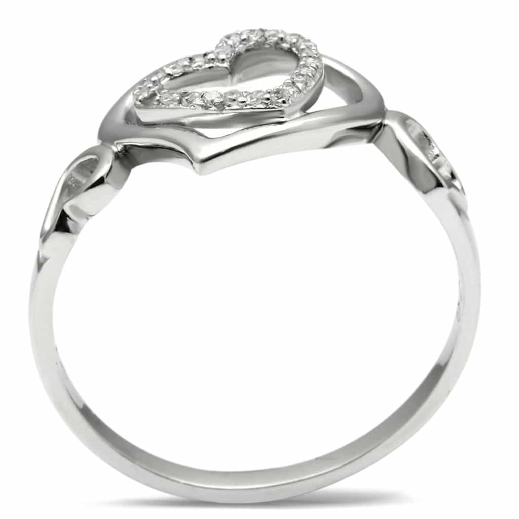 Sterling Silver CZ Triple Open Heart Ring | The Stainless Jewelry view 3