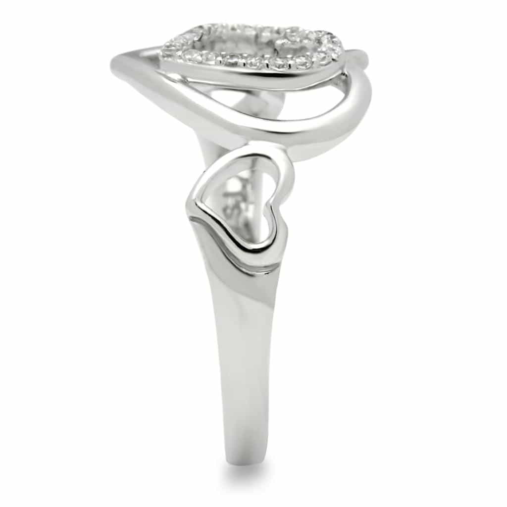 Sterling Silver CZ Triple Open Heart Ring | The Stainless Jewelry view 8