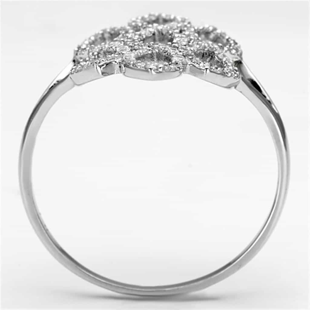 Sterling Silver CZ Pave Open Leaf Flower Wide Ring view 8