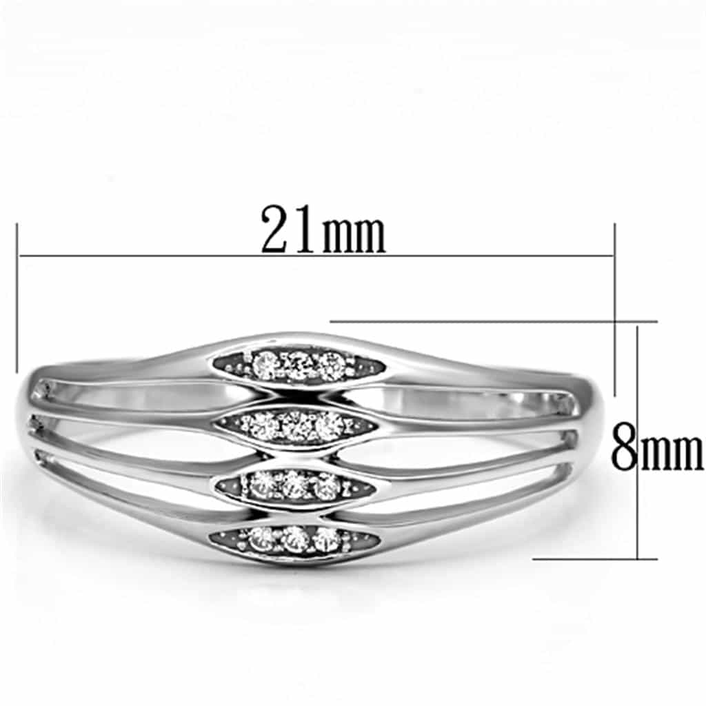 Sterling Silver CZ Wave Leaf Cutout Wide Ring view 2