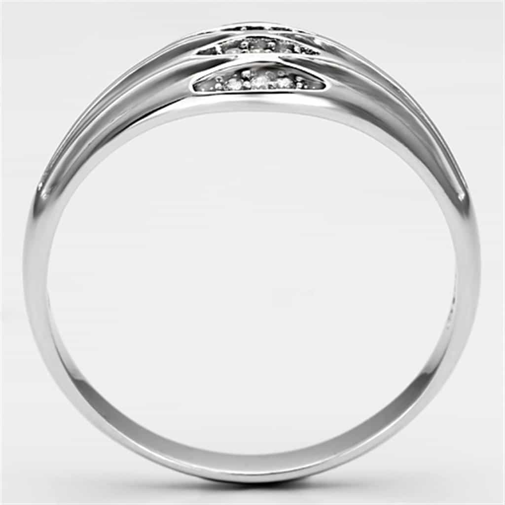 Sterling Silver CZ Wave Leaf Cutout Wide Ring view 3