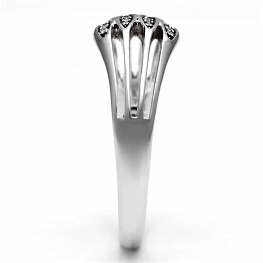 Sterling Silver CZ Wave Leaf Cutout Wide Ring view 4