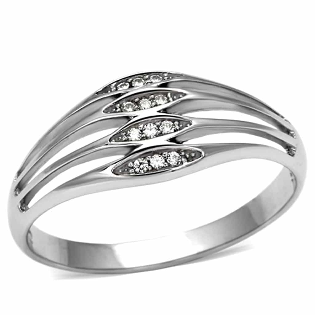 Sterling Silver CZ Wave Leaf Cutout Wide Ring view 10