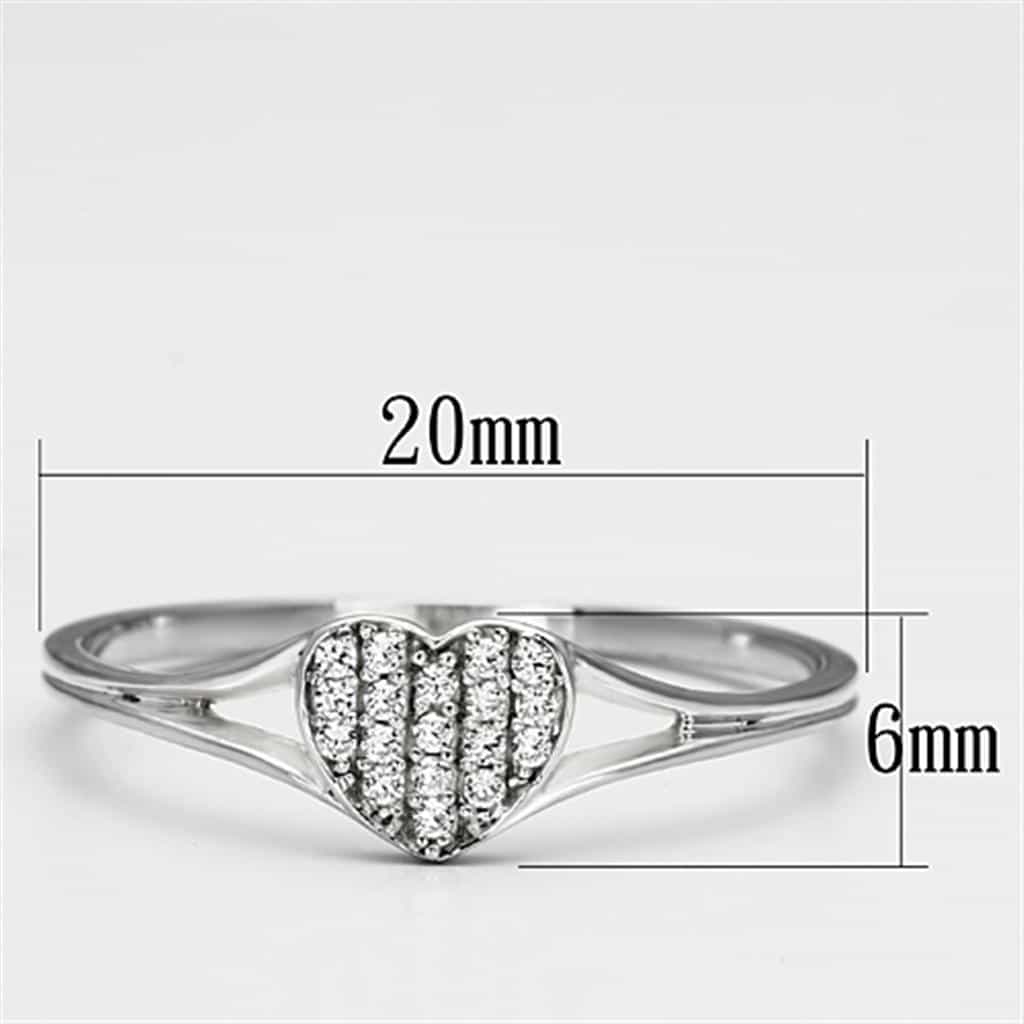 Sterling Silver CZ Pave Heart Flat Ring | The Stainless Jewelry view 7