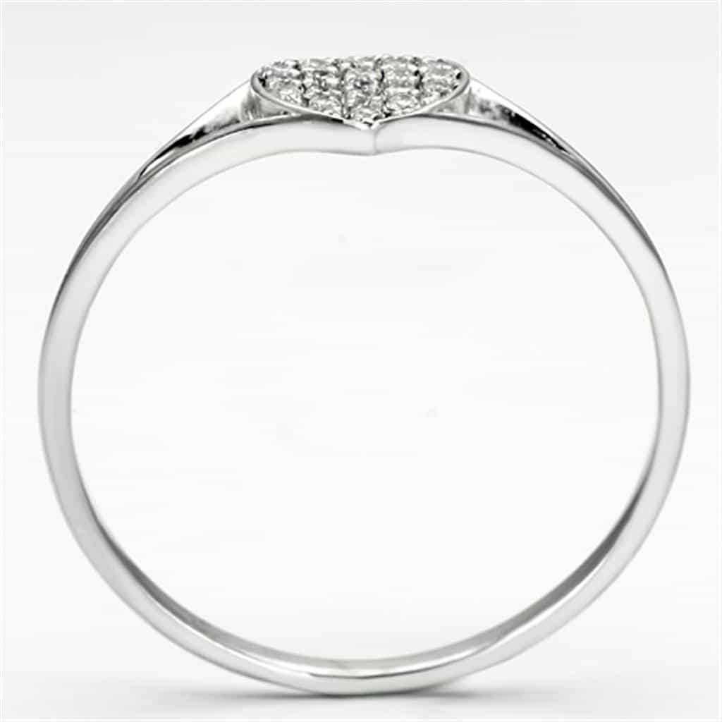 Sterling Silver CZ Pave Heart Flat Ring | The Stainless Jewelry view 8