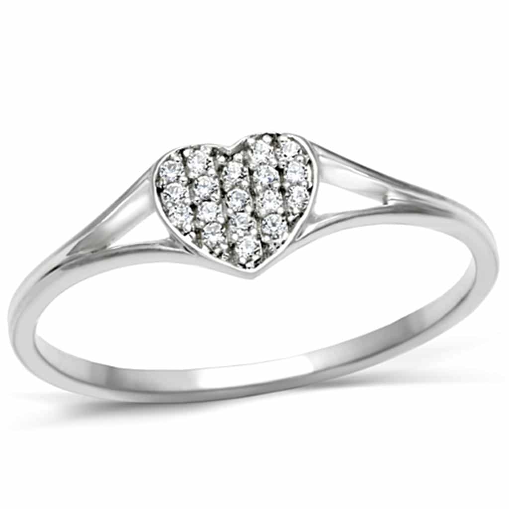 Sterling Silver CZ Pave Heart Flat Ring | The Stainless Jewelry view 5