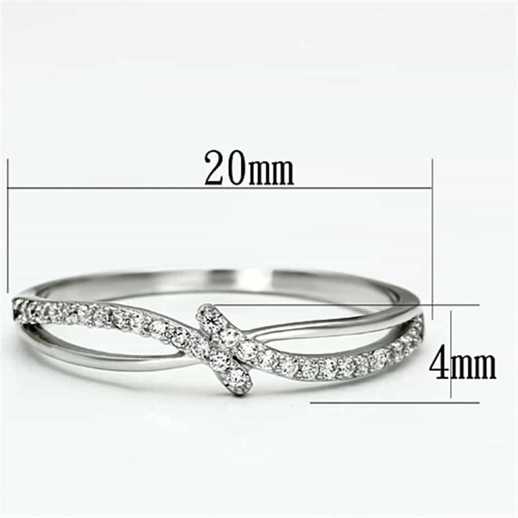 Sterling Silver CZ Criss Cross X Pave Thin Ring view 7