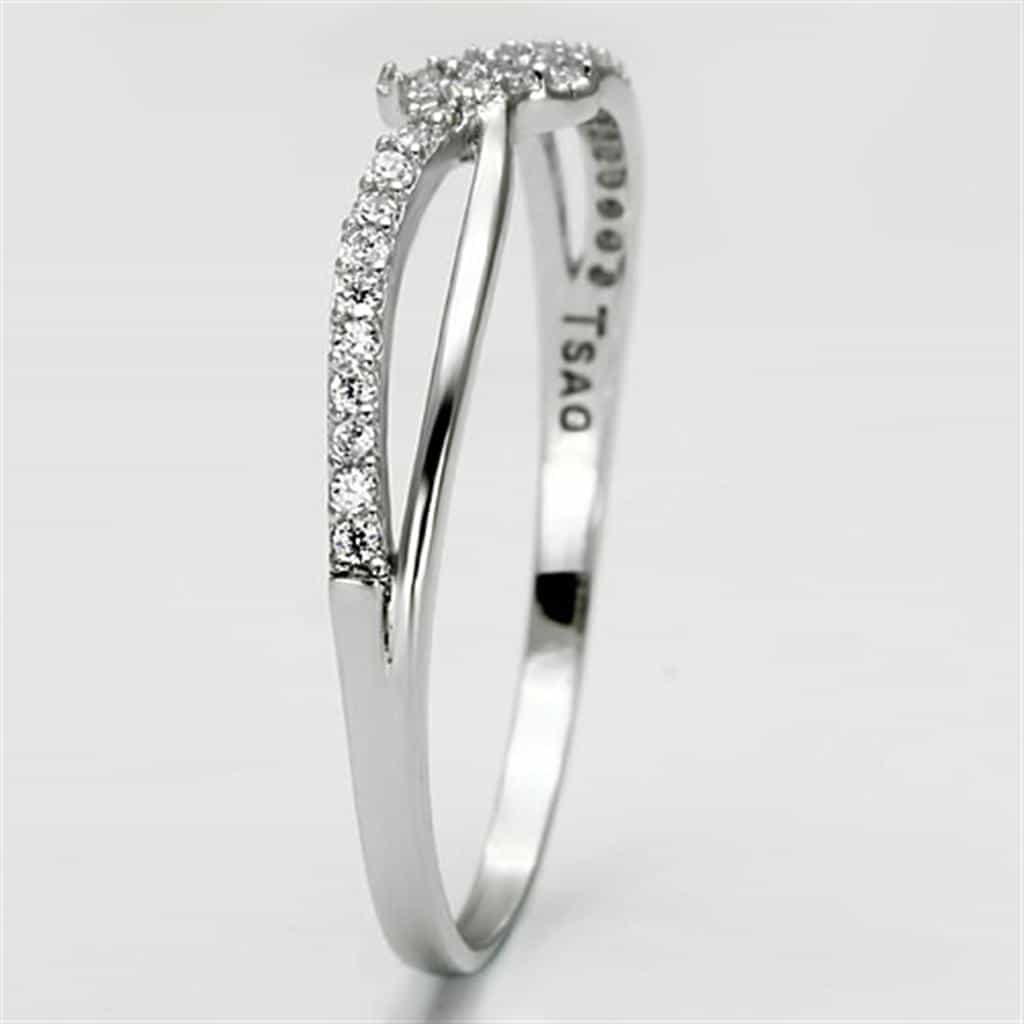 Sterling Silver CZ Criss Cross X Pave Thin Ring view 9