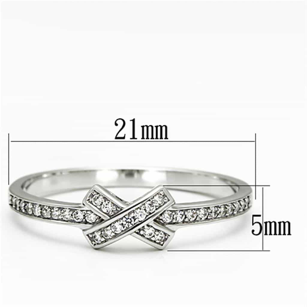 Sterling Silver CZ X Kiss Crossover Pave Ring view 7
