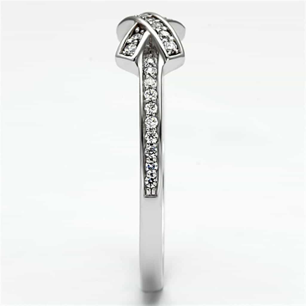Sterling Silver CZ X Kiss Crossover Pave Ring view 9