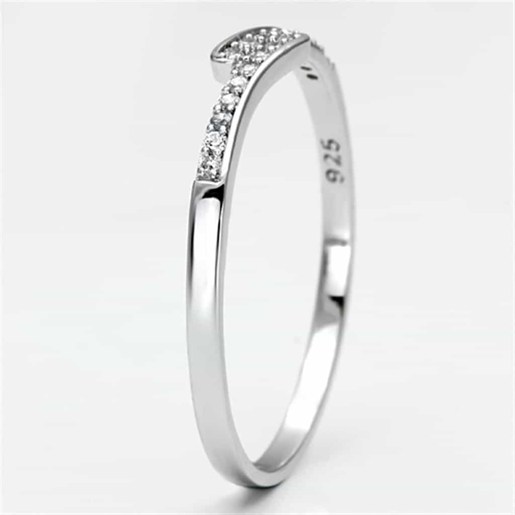 Sterling Silver CZ Round Solitaire Cathedral Thin Ring view 4