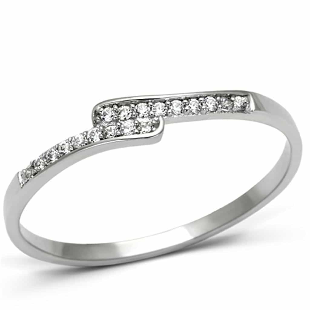 Sterling Silver CZ Round Solitaire Cathedral Thin Ring view 5