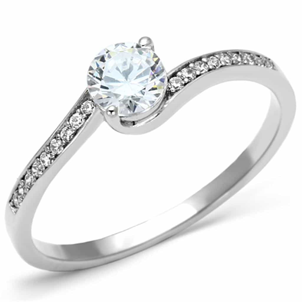 Sterling Silver CZ Round Twist Bypass Pave Ring view 10
