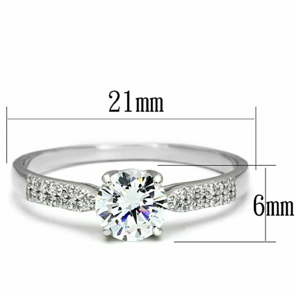 Sterling Silver CZ Round Four Prong Pave Double Band Ring view 7