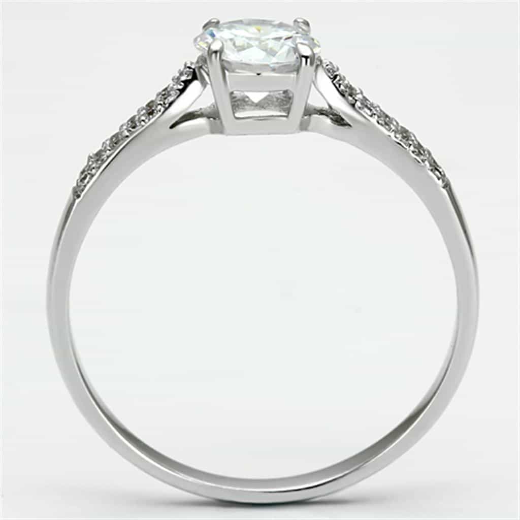 Sterling Silver CZ Round Four Prong Pave Double Band Ring view 8