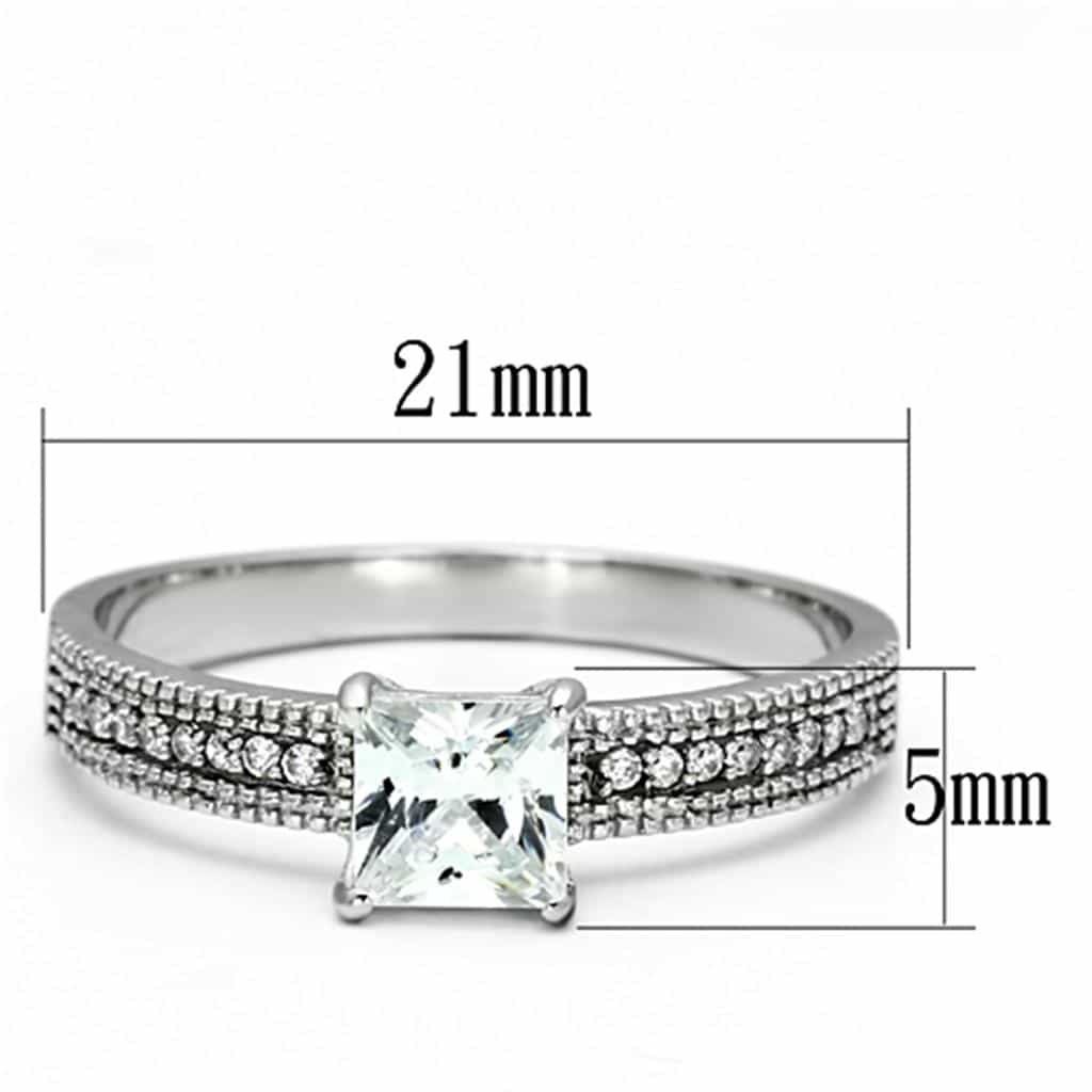 Sterling Silver CZ Princess Multi Row Pave Ring view 2